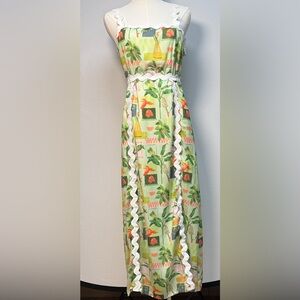 Endless Moon “Tropical Postcard” Print Dress Size Medium